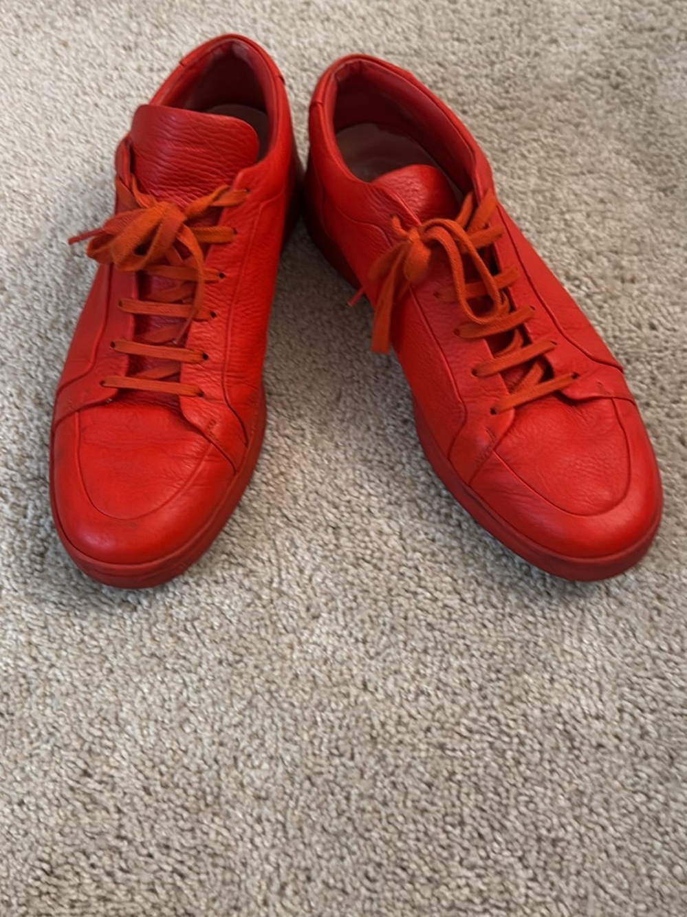 Balenciaga Red Leather Low-Top Sneakers